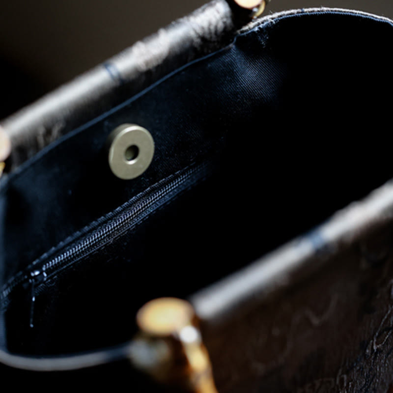 Bamboo Leaves Butterfly Koi Fish Bamboo Handles Handbag - Image 22