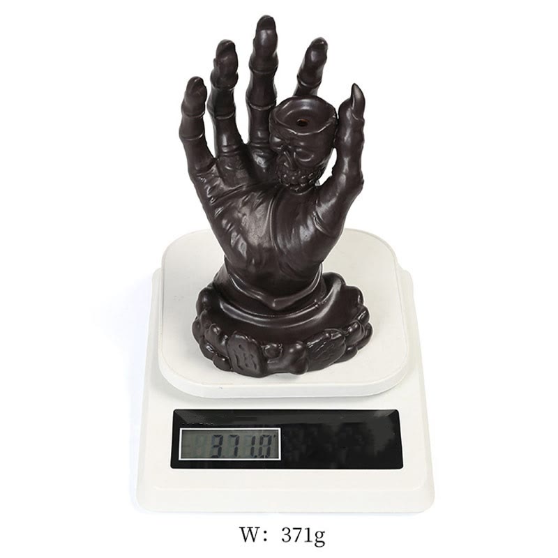Halloween Ghost Hand Skull Head Ceramic Peace Healing Incense Burner Decoration - Image 5