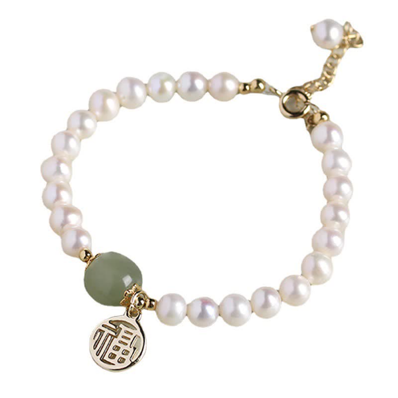 Natural Pearl Hetian Jade Happiness Healing Bead Bracelet - Image 9