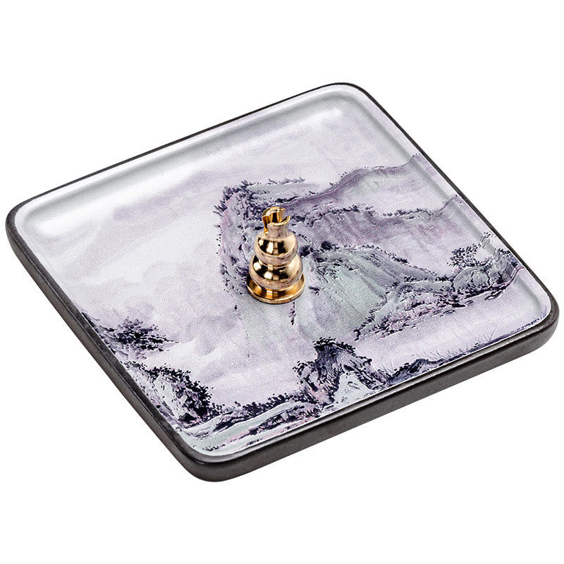 Mountain Lake Flower Leaf Healing Ceramic Plate Tray Stick Incense Burner Decoration - Image 11