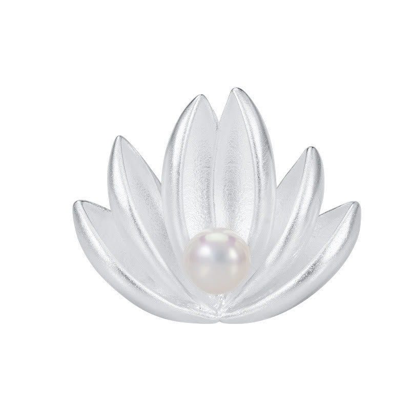 925 Sterling Silver Lotus Flower Pearl New Beginning Brooch - Image 9