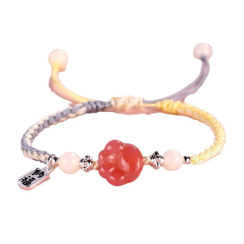 Yanyuan Agate Cat Claw Paw White Bodhi Seed Fu Character Positive Braided Rope Bracelet - Image 9