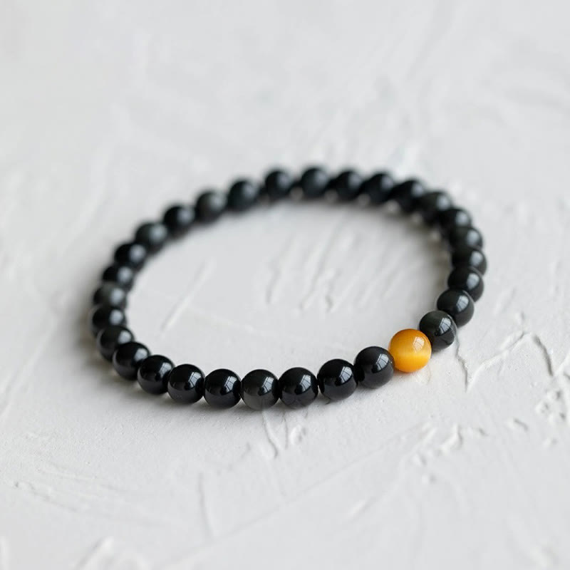 Natural Rainbow Obsidian Tiger Eye Positive Love Bracelet