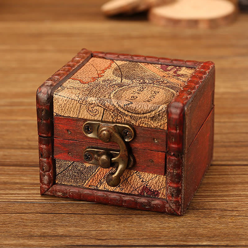Retro Small Square Wood Jewelry Box Lotus Grass Flower Grape Copper Coin Daffodil Jewelry Storage Box - Image 21