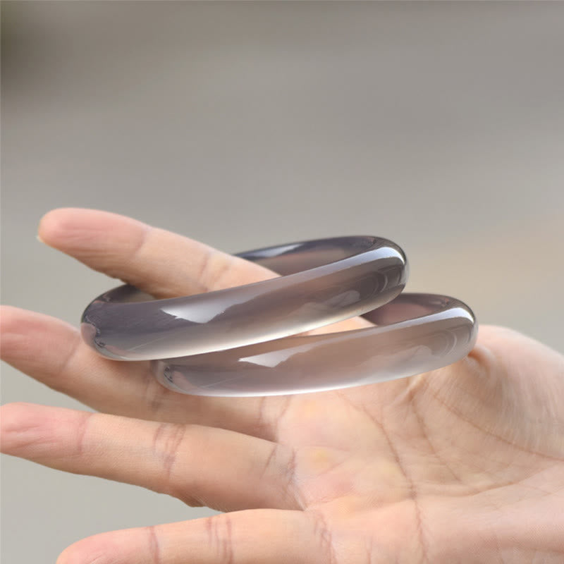 Natural Gray Chalcedony Harmony Bangle Bracelet - Image 3