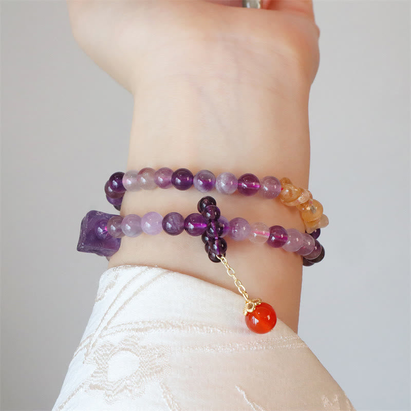 Natural Amethyst Citrine Positive Transformation Double Wrap Bracelet - Image 7