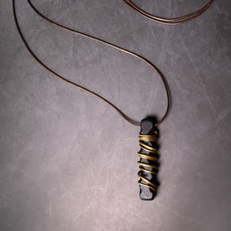 Tibet Ebony Wood Copper Balance Peace Necklace Pendant - Image 3