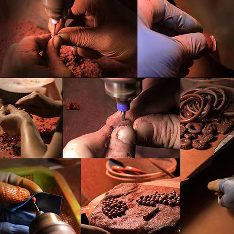 Natural Cinnabar Lotus Om Mani Padme Hum Blessing Necklace String Pendant - Image 8