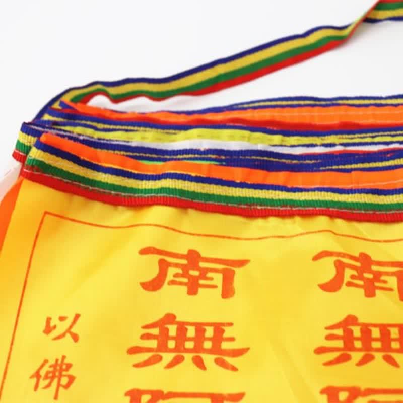 Tibetan 7 Colors Windhorse Letter Auspicious Lotus Outdoor 21 Pcs Prayer Flag - Image 11