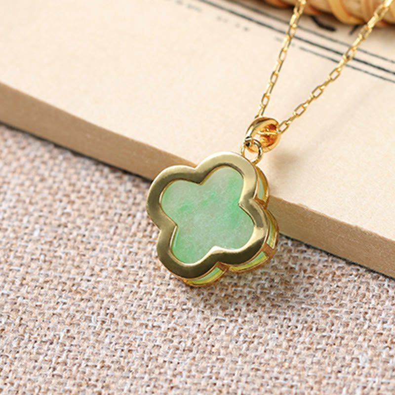 Four Leaf Clover Jade Pattern Luck Necklace Pendant - Image 5