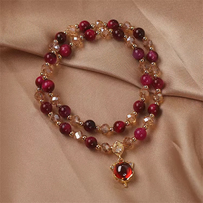 Red Tiger Eye Fox Protection Double Wrap Bracelet - Image 4