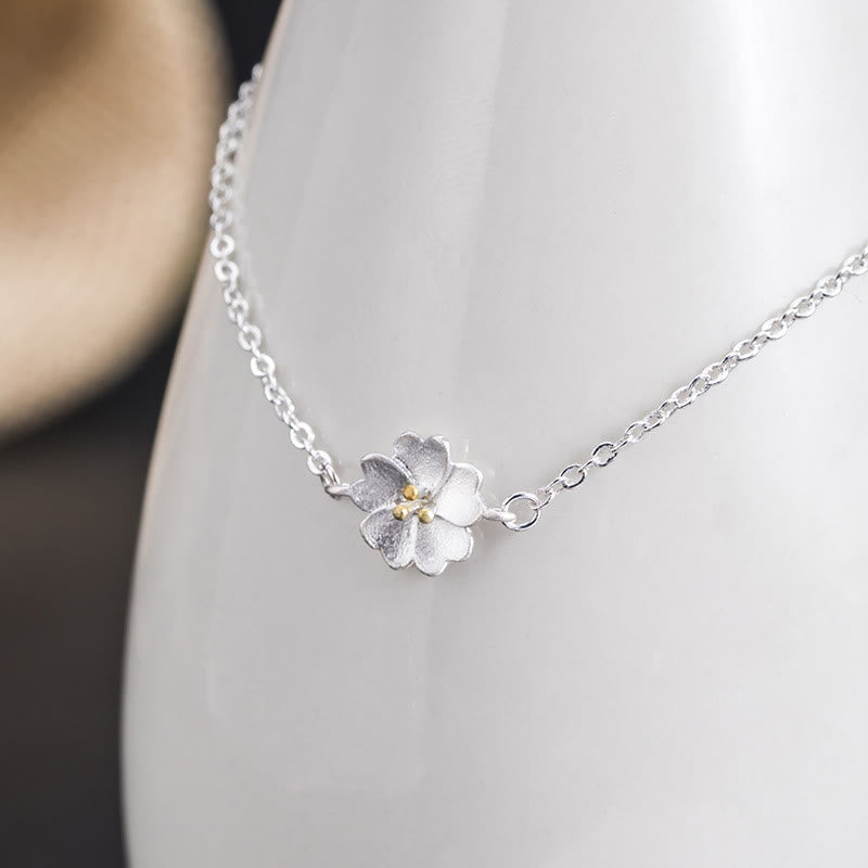 925 Sterling Silver Cherry Blossom Blessing Chain Bracelet - Image 6