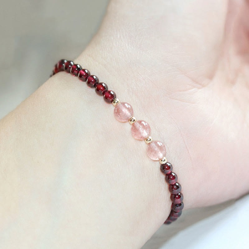 Natural Garnet Strawberry Quartz Calm Bracelet - Image 16