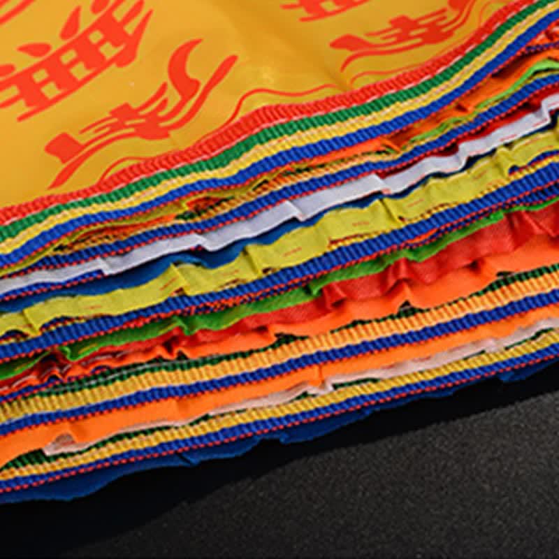 Tibetan 7 Colors Windhorse Letter Auspicious Lotus Outdoor 21 Pcs Prayer Flag - Image 10