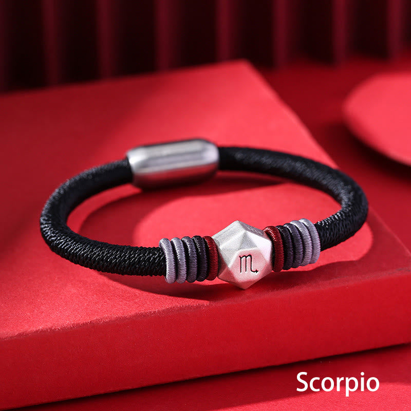 999 Sterling Silver 12 Constellations of the Zodiac Blessing Handmade String Bracelet - Image 15