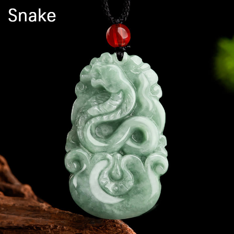 Natural Green Jade 12 Chinese Zodiac Luck Prosperity Necklace Pendant - Image 15