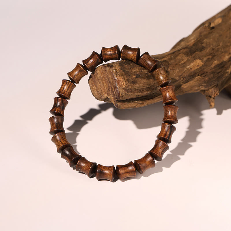 Rosewood Auspicious Clouds Totem Fu Character Bamboo Pattern Warmth Bracelet - Image 8