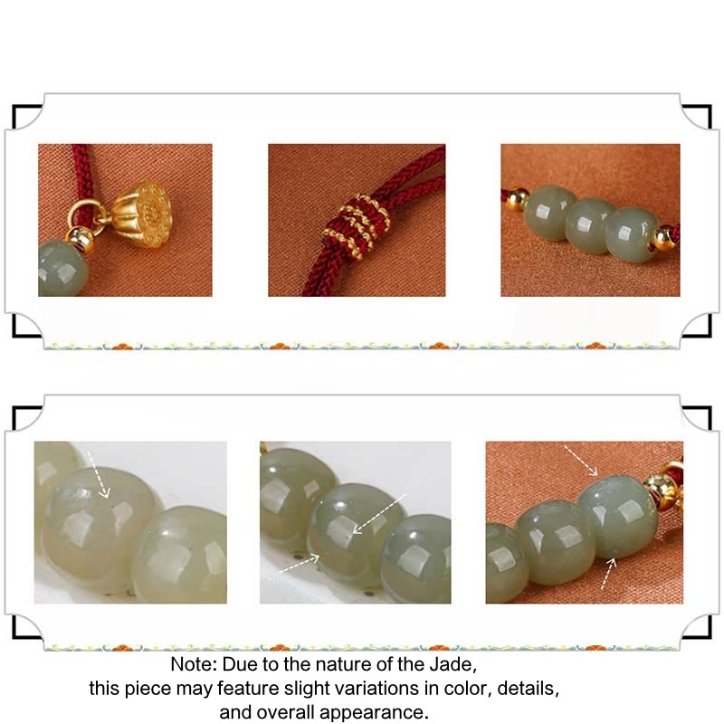 Handmade Hetian Jade Bead Lotus Pod Prosperity Luck Braided Bracelet - Image 9