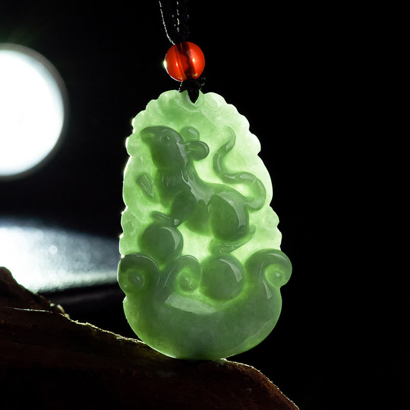 Natural Green Jade 12 Chinese Zodiac Luck Prosperity Necklace Pendant - Image 8
