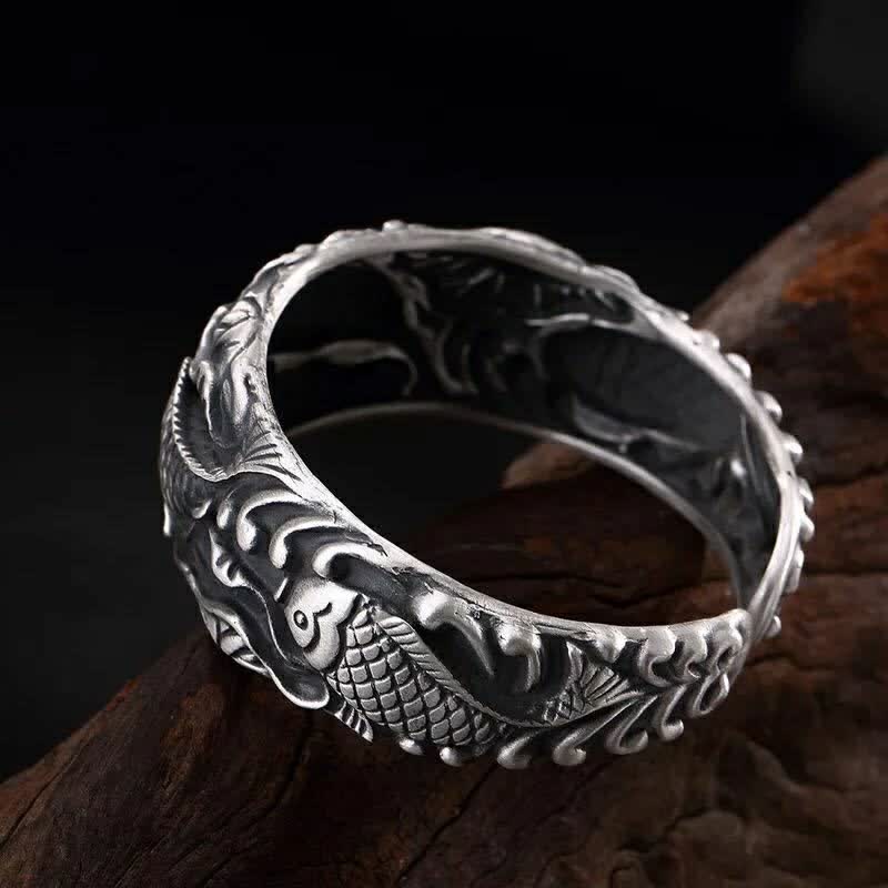 Koi Fish Lotus Luck Wealth Bracelet Bangle - Image 3