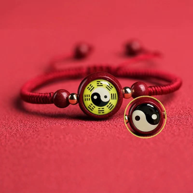 Lucky Cinnabar Red String Yin Yang Symbol Bagua Blessing Bracelet - Image 5
