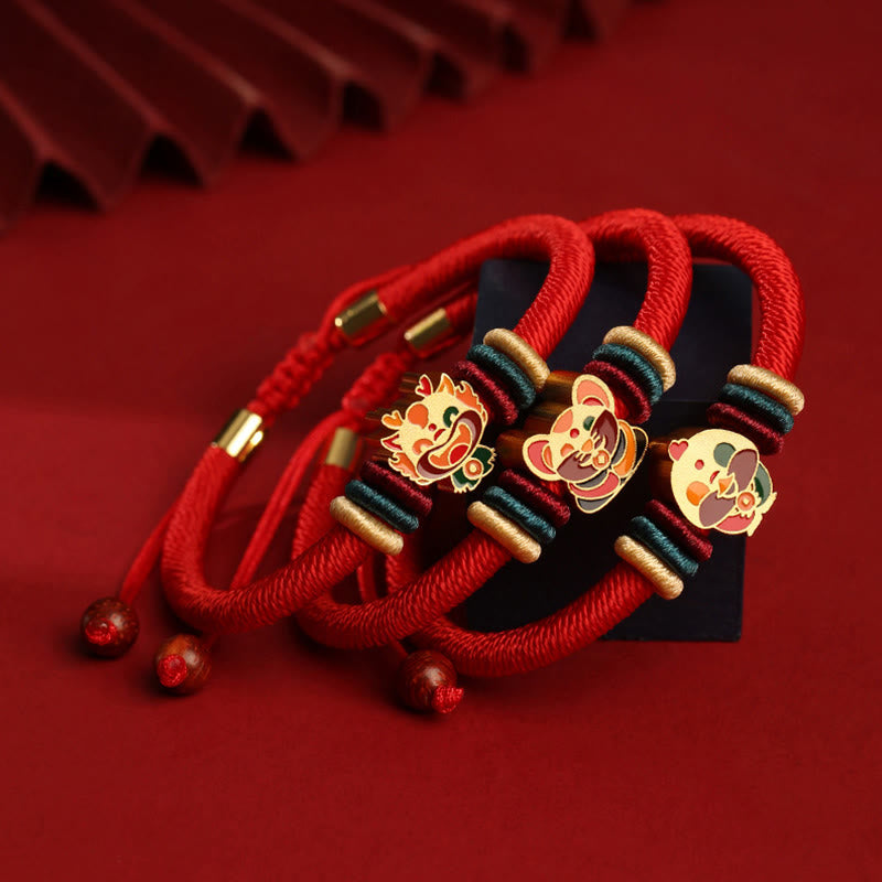 Handmade 925 Sterling Silver Year of the Dragon Cute Chinese Zodiac Luck Braided Red Bracelet - Image 23
