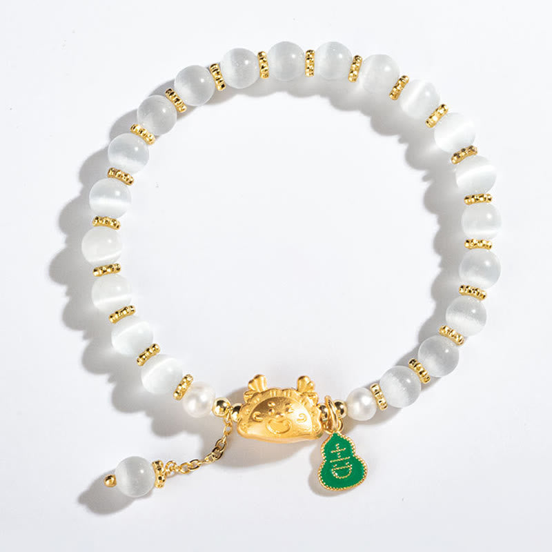 Year Of The Dragon Natural Red Agate Pink Crystal Black Onyx Dumpling Luck Fu Character Bracelet - Image 15