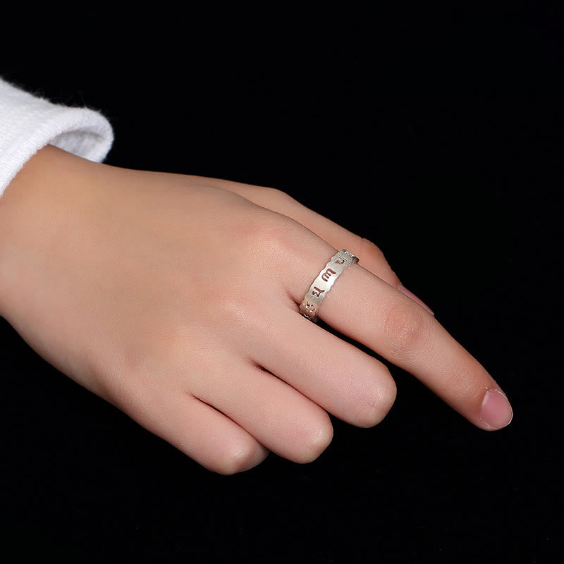 Tibetan 925 Sterling Silver Om Mani Padme Hum Peace Hollow Ring - Image 4