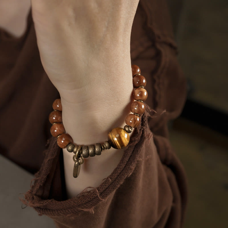 Kuka Seed Tiger Eye Gold Sheen Obsidian Copper Wealth Luck Bracelet - Image 5