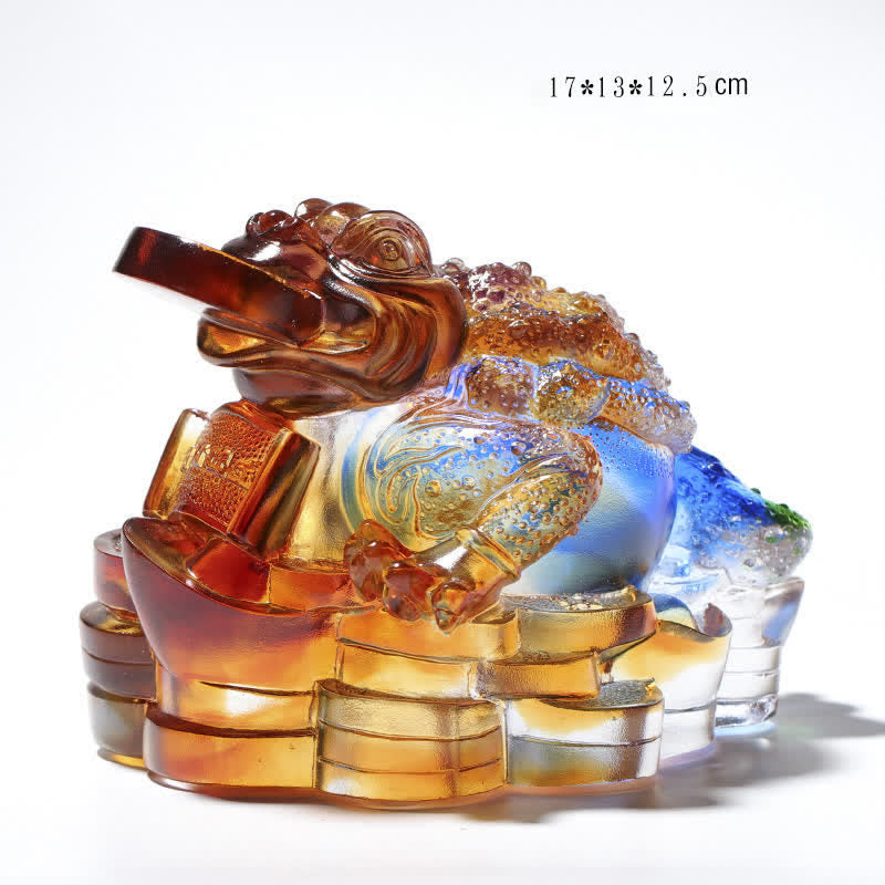 Feng Shui Frog Handmade Liuli Crystal Art Piece Wealth Home Office Decoration - Image 9