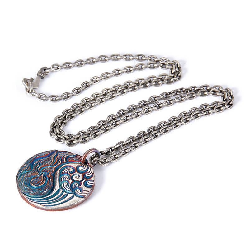 990 Sterling Silver Yin Yang Water and Fire Balance Necklace Pendant - Image 13
