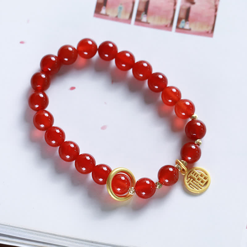 Natural Red Agate Blessing Letter Confidence Bracelet - Image 8