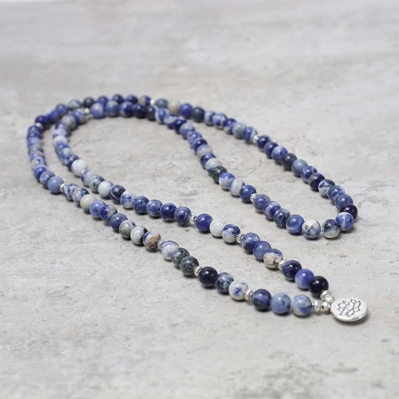 Natural Blue Aventurine Lotus Peace Necklace Bracelet - Image 3