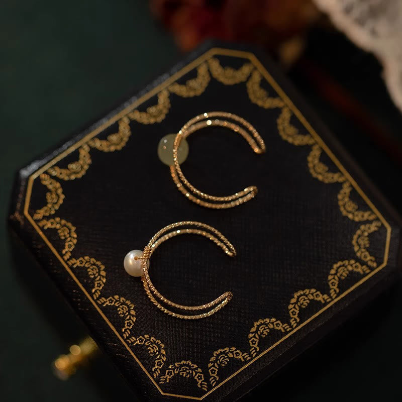 Round Jade Pearl Bead Double Layer Copper Luck Adjustable Ring - Image 14