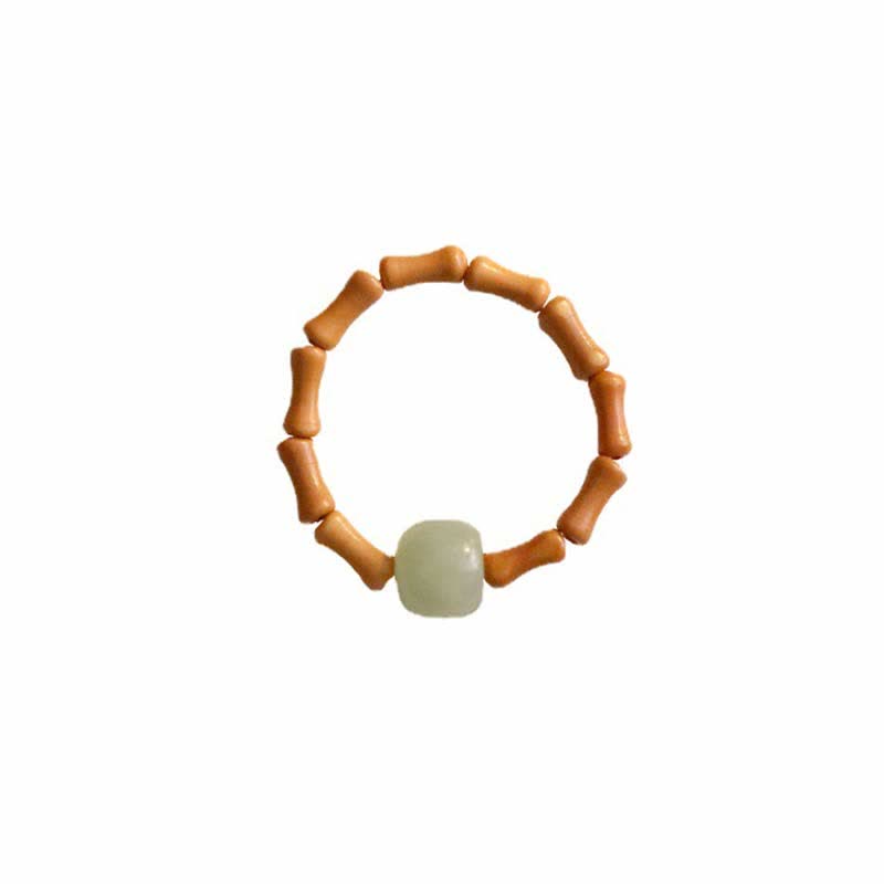 Hetian Jade Beaded Bamboo Prosperity Luck Ring - Image 12