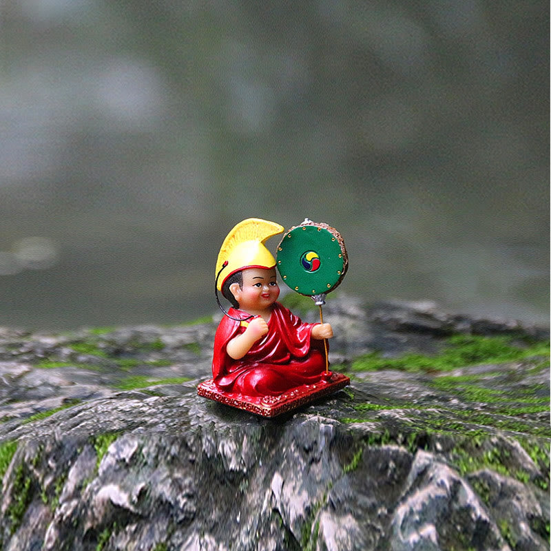 Hand Painted Tibetan Lama Figures Carved Creative Home Office Car Decoration Ornament - Image 4