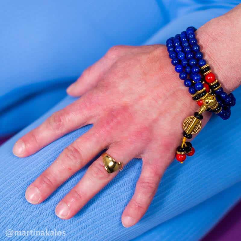 Tibetan Mala Lapis Lazuli Positive Bracelet - Image 6