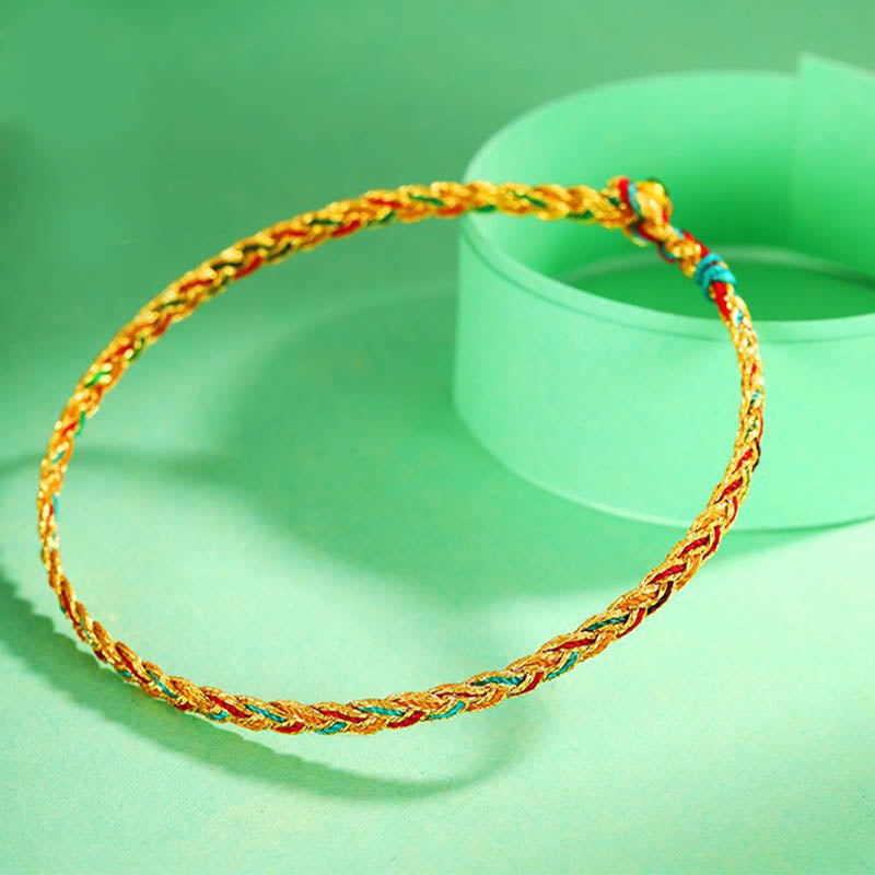 Handmade Multicolored Dragon Scale Pattern Braid String Bracelet - Image 4