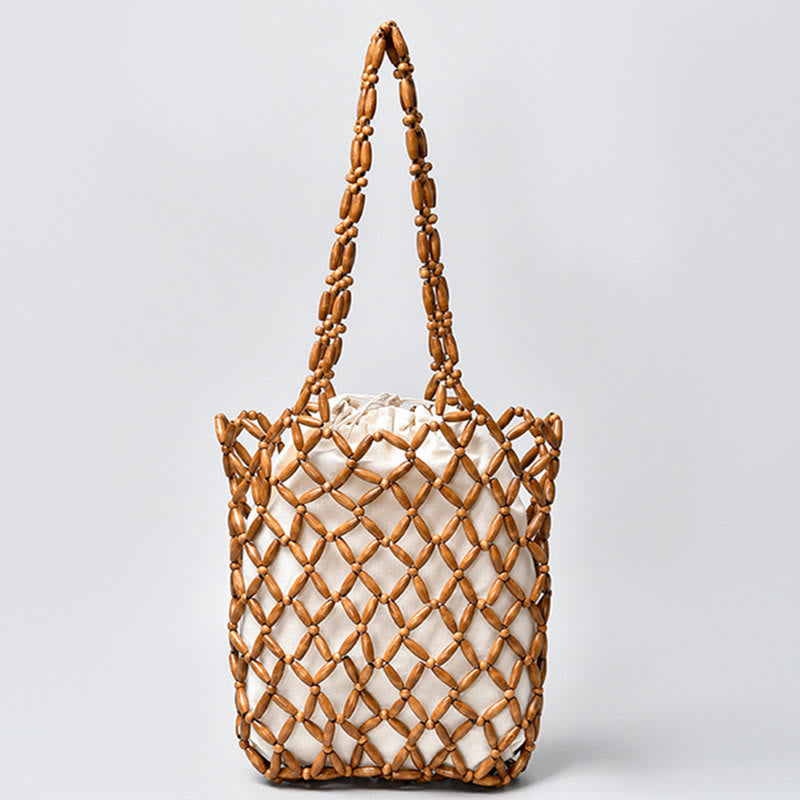 Hand-woven Wooden Beads Shoulder Bag Handbag