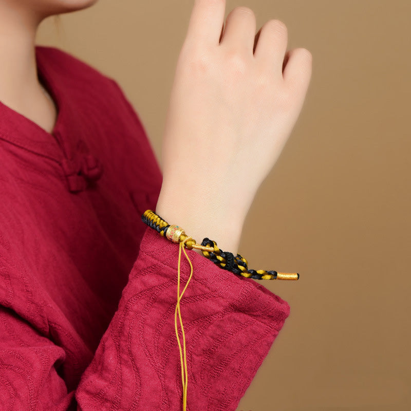 Handmade Tibetan Black Gold Dragon Scale Rope Om Mani Padme Hum Purity Bracelet - Image 8