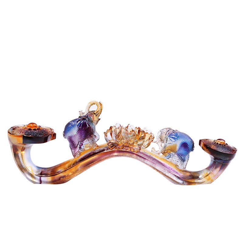 Handmade Liuli Crystal Ruyi Elephant Art Piece Home Decoration With Crystal Base - Image 6