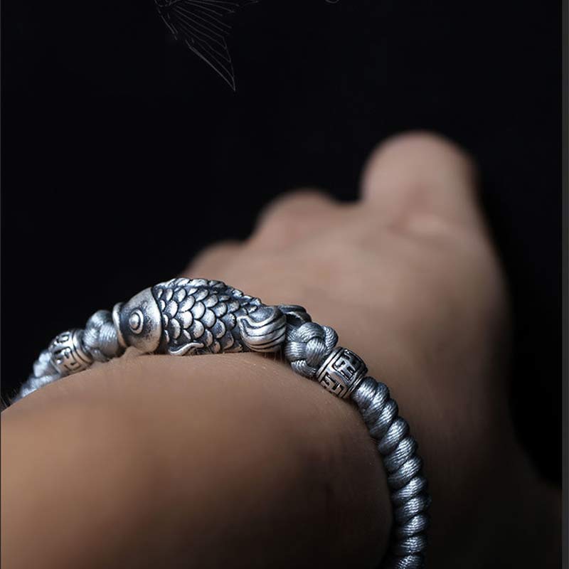 Silver Luck Koi Fish Braided String Bracelet - Image 13