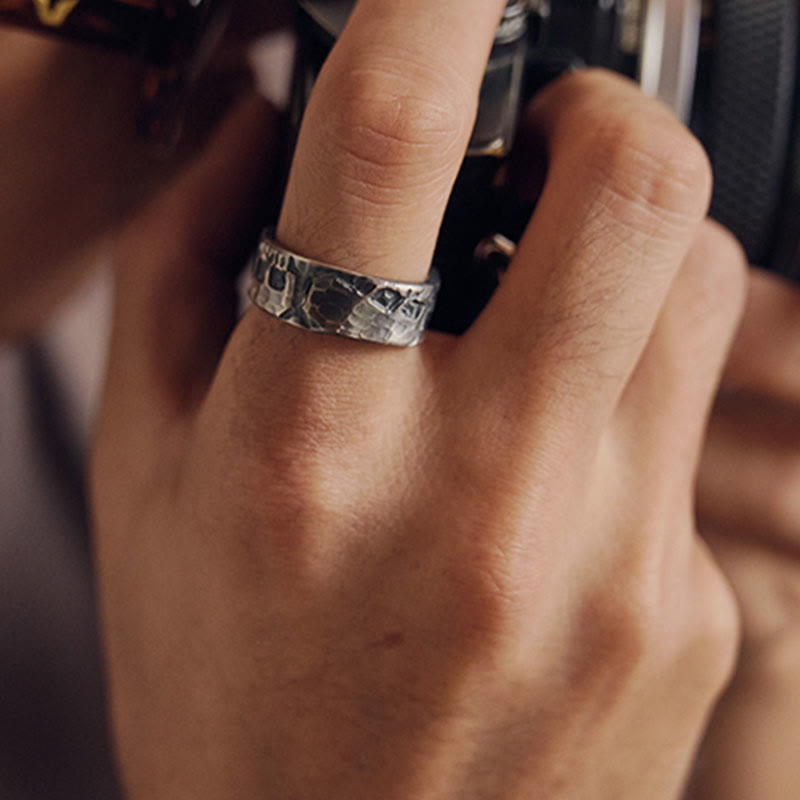 999 Sterling Silver Skeleton Pattern Handmade Blessing Ring - Image 5