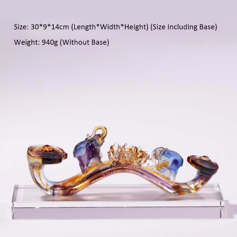 Handmade Liuli Crystal Ruyi Elephant Art Piece Home Decoration With Crystal Base - Image 3