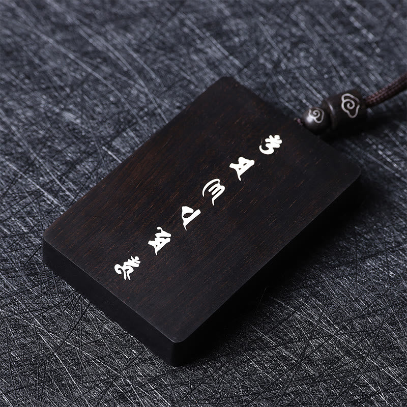 999 Sterling Silver Small Leaf Red Sandalwood Ebony Wood Om Mani Padme Hum Inlaid Protection Necklace Pendant - Image 16