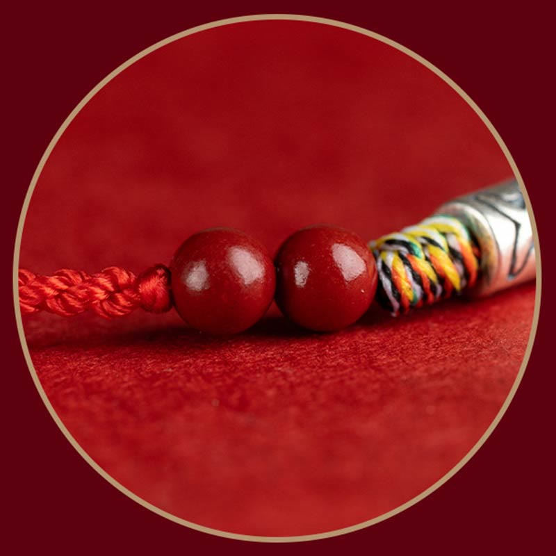 925 Sterling Silver Koi Fish Cinnabar Bead Wealth Handcrafted Braided Bracelet Anklet - Image 10