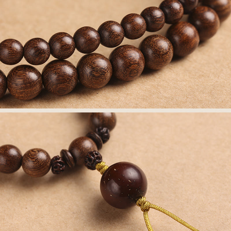 Sandalwood Small Leaf Red Sandalwood Bodhi Seed Purification Double Wrap Bracelet - Image 15
