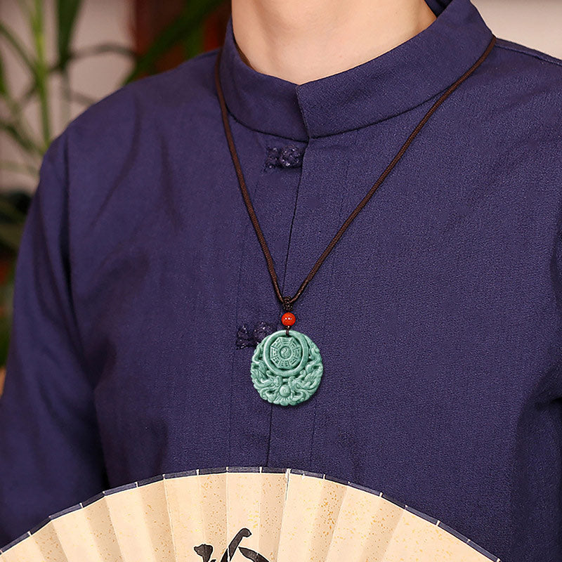 Dragon Jade Yin Yang Balance Necklace String Pendant - Image 3