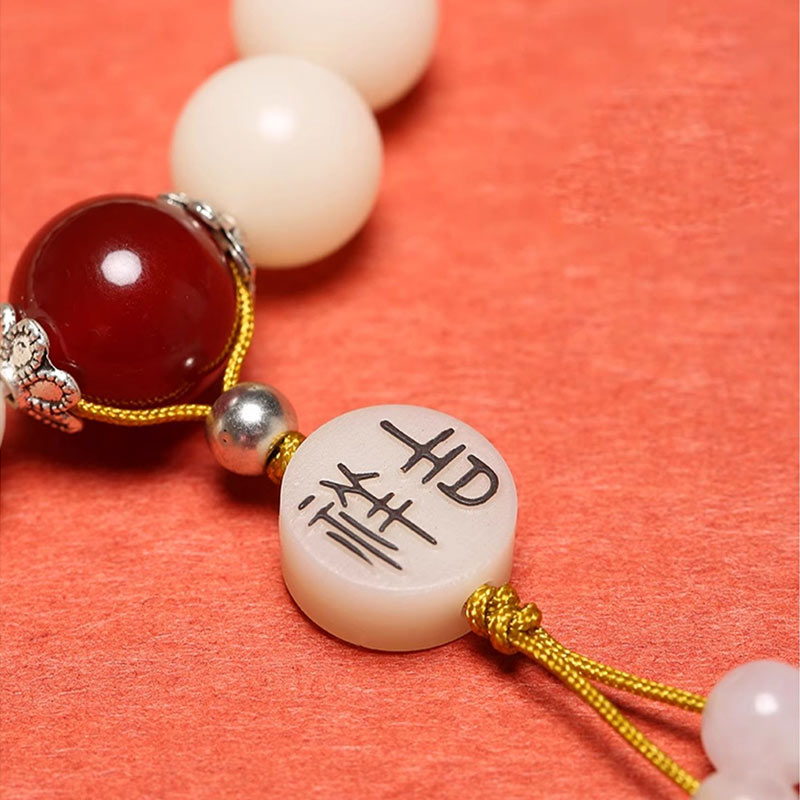 Bodhi Seed Red Agate Black Obsidian Pink Crystal Rutilated Quartz Peace Wrist Mala Bracelet - Image 7