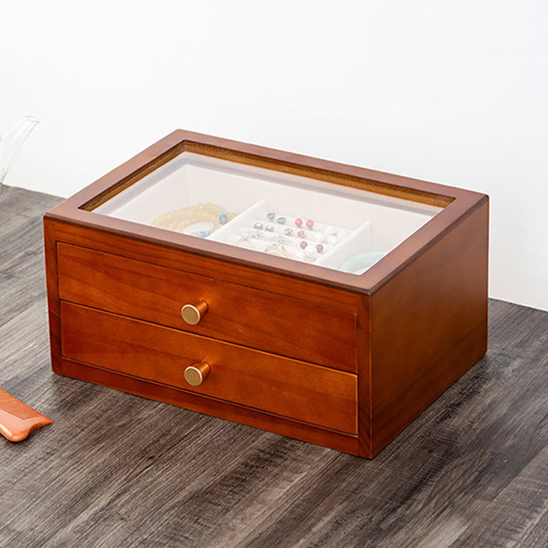Retro Solid Wood Jewelry Box Jewelry Storage Box With Drawer - Image 5